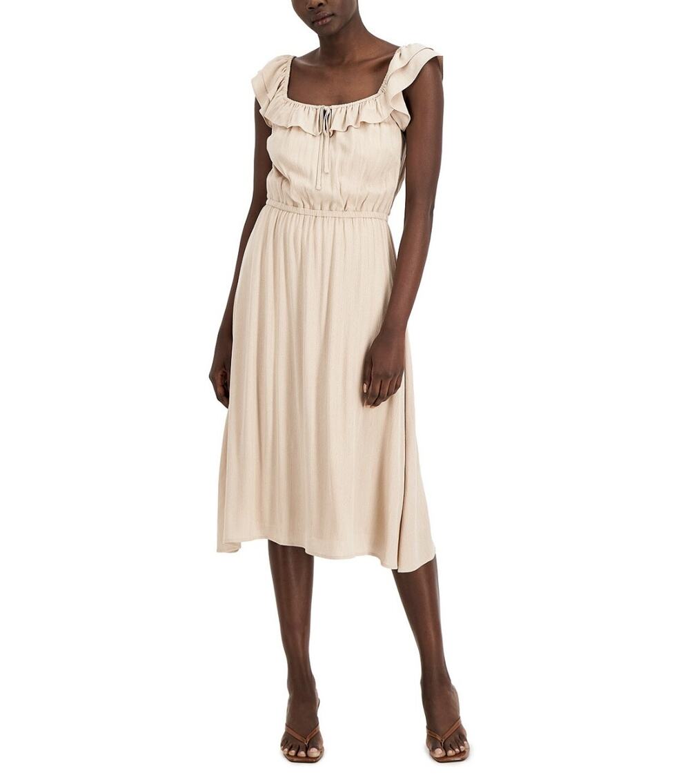 INC International Concepts Women's Flutter Sleeves Metallic Dress Size L